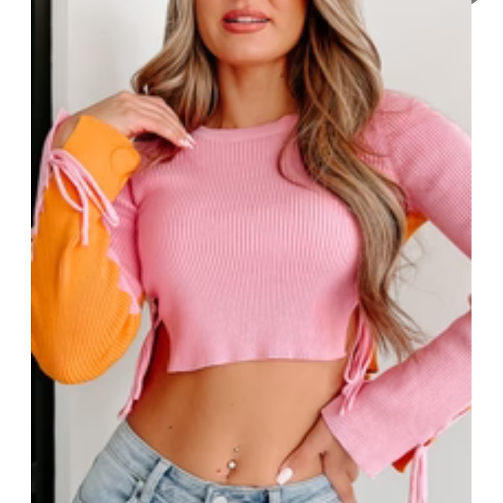 Vibrant Pink and Orange Crop Top